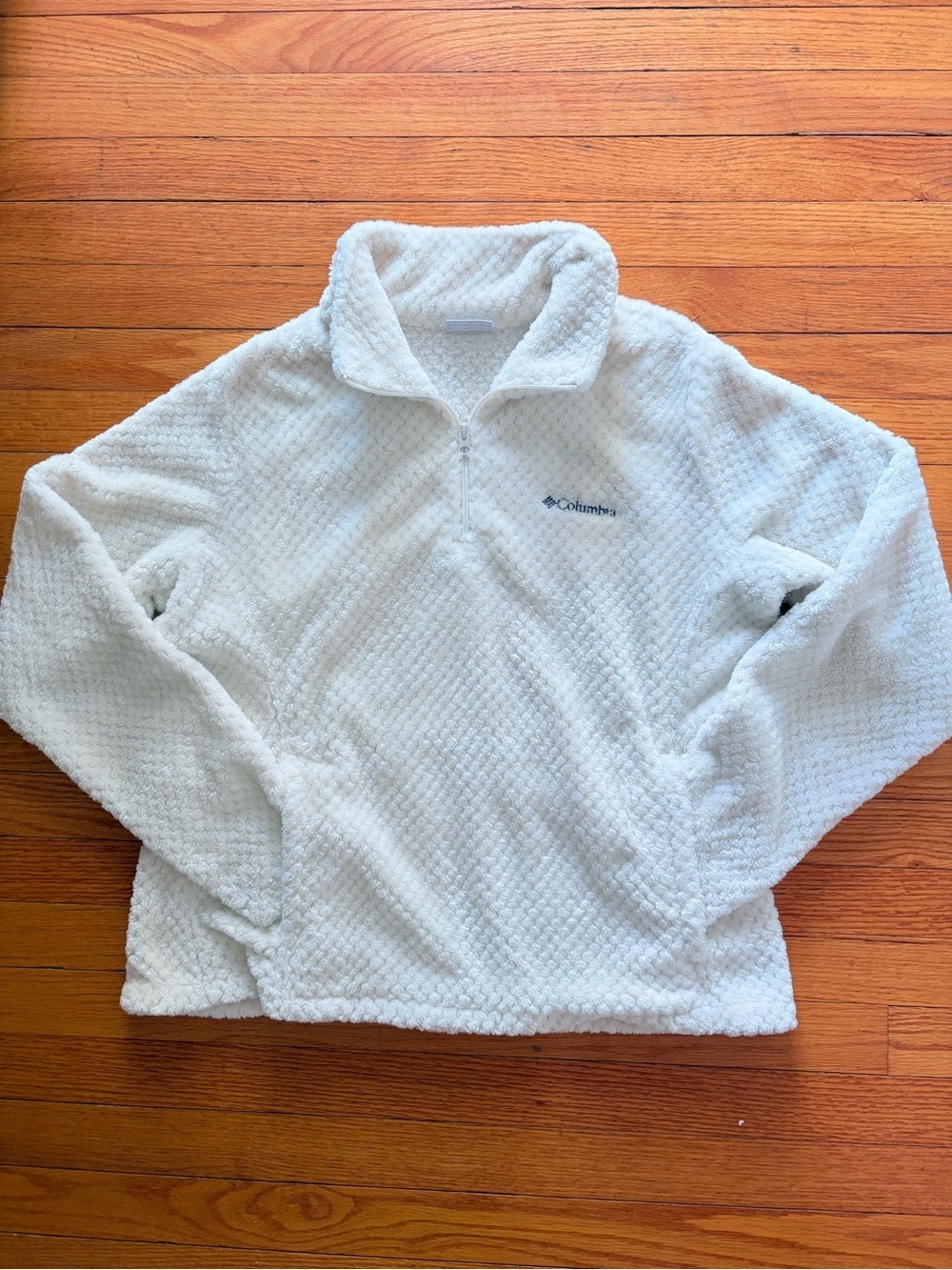 Columbia Cream Sherpa Fleece Quarter Zip Pullover Women’s Large Ivory Cozy Soft - Picture 4 of 13